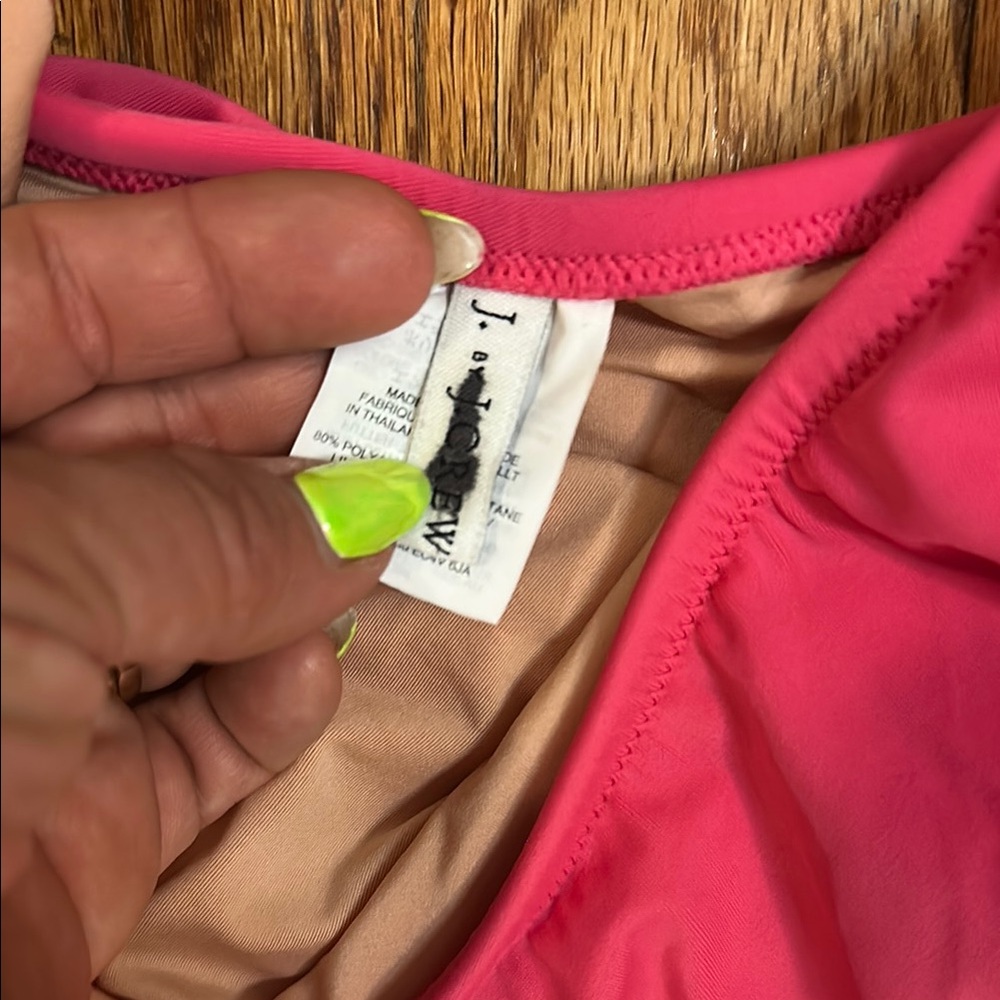 J. Crew Pink Ruffled One Piece Swimsuit - Picture 2 of 4